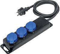 as - Schwabe 38601 - Presa multipla con cavo da 1,5 m, H07RN-F 3G1,5, presa multipla con coperchio a scatto e fissaggio a parete, per esterni, 230 V, 16 A, IP44, colore: Nero