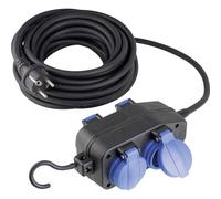 as -Schwabe Presa di distribuzione a 4 vie 230 V/16 A - Unità di distribuzione alimentazione con tubo flessibile in gomma pesante da 5 m H05RR-F 3G1.5 - Ideale per uso esterno - IP44 - Nero I 60672
