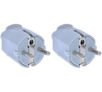 as - Schwabe, 62220, PVC spina Schuko, doppio contatto di terra, grigio (Confezione da 2)