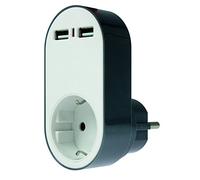 as - Schwabe Adattatore di ricarica USB Flash - Caricatore con 2 porte USB 5 V/2400 mA e presa con contatto di protezione - Adattatore con maggiore protezione da contatto - Multipresa IP20, 18211