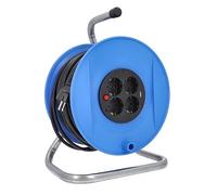 as - Schwabe avvolgicavo 25 m, IP20 interno, 4 prese con terra, USB, interruttore termico di protezione, Made in Germany