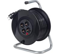 as - Schwabe avvolgicavo 40 m, IP20 interno, 4 prese, interruttore termico di protezione, nero