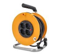 as - Schwabe avvolgicavo 50 m - 230V / 16A - avvolgicavo con 4 prese italiane integrate e spina di sicurezza - Bobine per cavo - tamburo per cavi - Made in Germany -IP20 - arancione, 311481