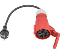 as - Schwabe Cavo adattatore E1, 0,3 m, H07RN-F 3G2,5, spina con contatto di protezione 230 V, 16 A, attacco CEE, rosso, 400 V, 16 A, 5 poli, con coperchio ribaltabile, 230 V, 16 A, max. 3.500 W,