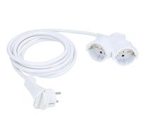 as - Schwabe Cavo di prolunga da 3 m con spina piatta e doppia presa - 230 V/16 A - IP20 - Cavo di prolunga - doppio accoppiamento - bianco, 51025