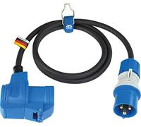 as - Schwabe Cavo di prolunga da campeggio, 1,5 m, 230 V/16 A/3 poli, spina CEE con indicatore di tensione, attacco angolare CEE, presa con contatto di protezione, cavo di prolunga per camper, IP44,
