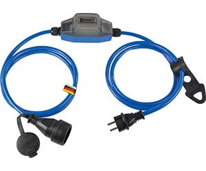 as - Schwabe - Contatore elettrico ROCO MID, contatore CA in alloggiamento in plastica, analogico, 5 + 1 cifre, 230 V/16 A/max. 3500 W, per esterni con linguetta di sospensione, IP44, nero/blu, 61757