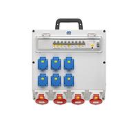 as - Schwabe Distributore a parete pronto per il collegamento, uscita 6 x Schuko, 4 x CEE (400 V/16 A/5 pin), attacco fisso NYM-J fino a 5 x 10, distributore per ambienti umidi, scatola di