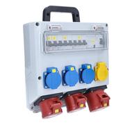 as - Schwabe Distributore da parete FIXO 11D DAT+ 400V/32A con FI 40A 30mA, 1 CEE 32A, 2 CEE 16A, 3 Schuko, 2 RJ45, IP44
