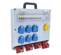 as - Schwabe Distributore da parete FIXO 14D MAX DAT+ 400V/32A IP44 con FI 40A 30mA, 1x CEE 32A, 3x CEE 16A, 5x Schuko, USB, 2x RJ45 CAT6