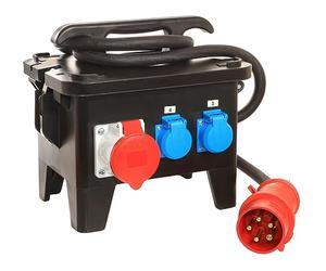 as - Schwabe Distributore di corrente di costruzione, ingresso CEE 400 V/16 A/5 poli, distributore di corrente mobile, adattatore di corrente ad alta potenza, 4 prese di contatto di protezione, 2