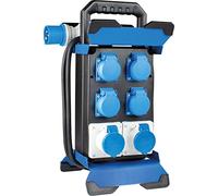 as - Schwabe Distributore di corrente portatile CEE Stecky 14, spina CEE + 4 prese con contatto di protezione + 2 prese CEE, scatola di distribuzione portatile per esterni, IP44, Made in EU, 60869