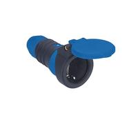as - Schwabe DuroConn - Contatto Protettivo Accoppiamento Estremamente Robusto, Display Voltaggio, con Sgancio Rapido, 230 V/16 A, per Cavi fino a 3 x 2,5 mm², Blu/Nero, IP54