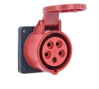 as - Schwabe presa CEE a Parete - Presa CEE - 400V/16A/5-pin/6h - Dimensioni flangia 75 x 75 mm - Dimensioni foro 60 x 60 mm - Spina resistente agli urti - Resistente agli spruzzi IP44, 60440
