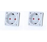 as - Schwabe Presa di corrente incorporata - Presa di contatto a terra 230V/16A - Schuko per uso interno, presa per installazione, senza coperchio, Made in Germany - Grigio I 45084 (Confezione da 2)