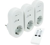 AS - Schwabe presa Set di 3 con telecomando, 3 prese radio singolarmente o contemporaneamente con interruttore, 1 pezzo, bianco, 24080