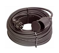as - Schwabe Prolunga in gomma 230 V/16 A - Cavo da 10 m con spina e presa 2 PT e cappuccio di protezione - per interni ed esterni - IP44 - Made in Germany I 860383 Nero