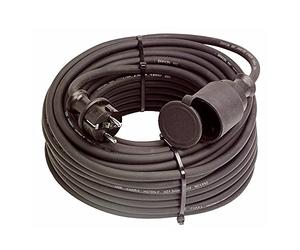 as - Schwabe Prolunga in gomma 230 V/16 A - Cavo da 10 m con spina e presa 2 PT e cappuccio di protezione - per interni ed esterni - IP44 - Made in Germany I 860383 Nero