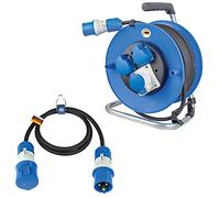 as - Schwabe Set da campeggio Duo da campeggio, CEE + 1,5 m, cavo di prolunga CEE a 3 poli, tubo in gomma da 25 m e cavo di prolunga + spina CEE, indicatore di tensione powerlight 19703