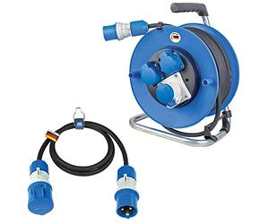 as - Schwabe Set da campeggio Duo da campeggio, CEE + 1,5 m, cavo di prolunga CEE a 3 poli, tubo in gomma da 25 m e cavo di prolunga + spina CEE, indicatore di tensione powerlight 19703