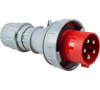 as - Schwabe spina CEE 400V/63A/5-poli - Spina di alimentazione con contatto a vite per il collegamento alla corrente - Spina resistente agli urti - Protezione dall'acqua IP67 - Rosso/grigio, 60423