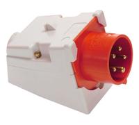 as - Schwabe spina CEE a parete - 400 V, 16 A, 5 poli - Spina Industriale a Muro - con alloggiamento resistente agli urti - con terminali a vite - Made in Germany - IP44 - bianco/rosso, 60435