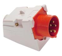 as - Schwabe spina CEE a parete - 400 V, 32 A, 5 poli - Spina Industriale a Muro - con alloggiamento resistente agli urti - con terminali a vite - Made in Germany - IP44 - bianco/rosso, 60436