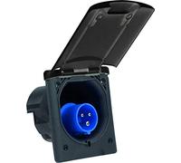 as - Schwabe Spina di alimentazione da campeggio CEE caravan, 230 V/16 A, spina da campeggio a 3 poli, per roulotte, coperchio ribaltabile con chiusura magnetica, IP44, Made in Germany, grigio
