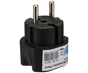 as - Schwabe Spina europea a 2 prese, colore nero, 230 V, 16 A, adattatore Schuko/Euro, presa multipla, compatta e sicura, maggiore protezione da contatto, salvaspazio, per 2 dispositivi, ideale per