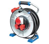 as - Schwabe Tamburo di prolunga da 25 m con 2 contatti di protezione e 1 presa CEE - IP44 - Made in Germany - Argento I 23999, 11000 W, 400 V, H07RN-F 5G2,5
