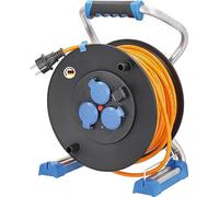 as - Schwabe Xperts 22645 - Avvolgicavo professionale, 40 m, H07BQ-F 3G2,5, 230 V/16 A, 3 prese con contatto di protezione con coperchio, porta USB, indicatore di tensione, IP44, Made in Germany