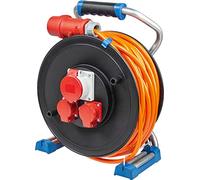 as - Schwabe Xperts avvolgicavo CEE 30 m H07BQ-F 5G2,5, IP44 esterno con 2 prese con terra e 1 presa CEE 400 V 5 poli, interruttore termico di protezione, Made in Germany