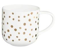 ASA Coppa Gold 19462014 - Tazza con manico in porcellana fine color bianco, con pois dorati, 0,4 l, dimensioni: 9,2 x 9,2 x 9,5 cm