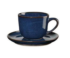 ASA Saisons 27110119 - Tazzina da caffè con piattino in gres porcellanato, 0,09 l, dimensioni: 8,5 x 6,7 x 5,5 cm, colore: Blu