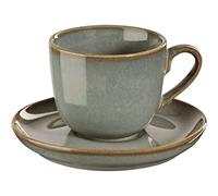 ASA Saisons 27130175 - Tazza da cappuccino con piattino in gres di colore verde, 0,23 l, dimensioni: 9 x 9 x 7,5 cm
