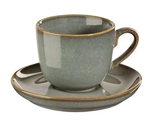 ASA Saisons 27130175 - Tazza da cappuccino con piattino in gres di colore verde, 0,23 l, dimensioni: 9 x 9 x 7,5 cm
