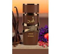 Asad Bourbon, profumo di lusso, flacone marrone con ornamento dorato, design orientale, 100 ml