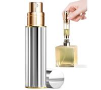 ASADAYS Atomizzatore per profumo ricaricabile, 10 ml, portatile, da viaggio, a prova di perdite, mini formato, erogatore di colonia, per uomini e donne (PA, argento Windsor)
