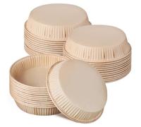 ASAKKURA 100 Pezzi Mini Teglie Quiche Beige Stampi Antiaderenti per Crostatine e Dolci Rotondi Resistenti Forno e Microonde per Pasticceria e Uso Professionale