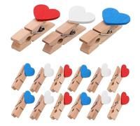 ASAKKURA 60 Pezzi Mollette di Legno a Forma di Cuore Mini 3,7 Cm Mollette Decorative Riutilizzabili per Decorazioni Festa e Uso Quotidiano Colore Assortito