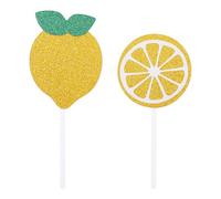 ASAKKURA Decorazioni per Torta al Limone 24 Pezzi Glitter, Inserti per Cupcake Supporto Rigido, Topper per Feste di Compleanno a Tema Frutta e Limonata