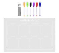 ASAKKURA Lavagna Bianca da Scrivania Trasparente in Acrilico, Lavagnetta Cancellabile a Secco Penne, Set 9 Pezzi per Appunti e Pianificazione Ufficio e Casa
