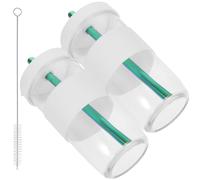 ASAKKURA Set 2 Bicchieri di Vetro con Cannuccia e Coperchio in Silicone Riutilizzabili da Capacità Moderata, Facili da Trasportare, per Ufficio e Attività Outdoor