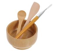 ASAKKURA Set 4 Pezzi Strumenti per Miscelare Maschere Viso Fai da Te in Legno, Ciotola per Salone di Bellezza, Pennello e Cucchiaio, Kit per Cura Pelle e Uso Quotidiano