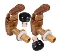 ASAKKURA Set da 2 Rubinetti in Plastica per Secchiello Vino Tappi Ermetici, Design Rustico in Legno Simulato, Versamento Comodo per Botti di Vino e Birra in Occasioni Speciali