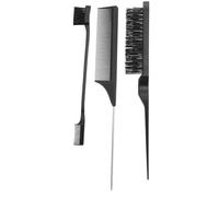 ASAKKURA Set da 3 Pennelli Speciali per Colorazione Chioma e Pettini a Punta in Plastica Neri, Pettine Professionale per Mèches e Styling, Strumenti Riutilizzabili per Parrucchieri e Uso