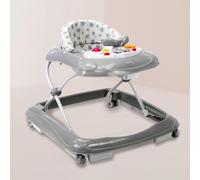 Asalvo DIVER Deambulatore per bambini, primi passi, centro attività, vassoio rimovibile, 12 melodie, luci a LED, 3 altezze, pieghevole compatto, 6 freni, fino a 12 kg, stelle grigio