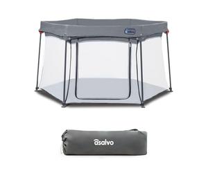 Asalvo LUSSEMBURGO Parco giochi per bambini quadrato e pieghevole, 150 x 150 cm, contenitore per bebè con rete traspirante, parco giochi per bambini, borsa per il trasporto, facile da montare e