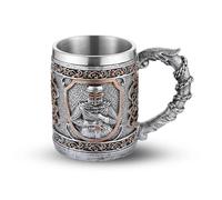 AsAlways Boccale da birra in acciaio inox medievale cavalieri templari boccale da birra novità vino caffè tazza rinascimentale accessorio regalo 400 ml