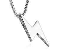 AsAlways Collana con ciondolo a forma di fulmine geometrico, stile punk, hip hop, retrò, minimalista, per uomo e donna, Acciaio inossidabile